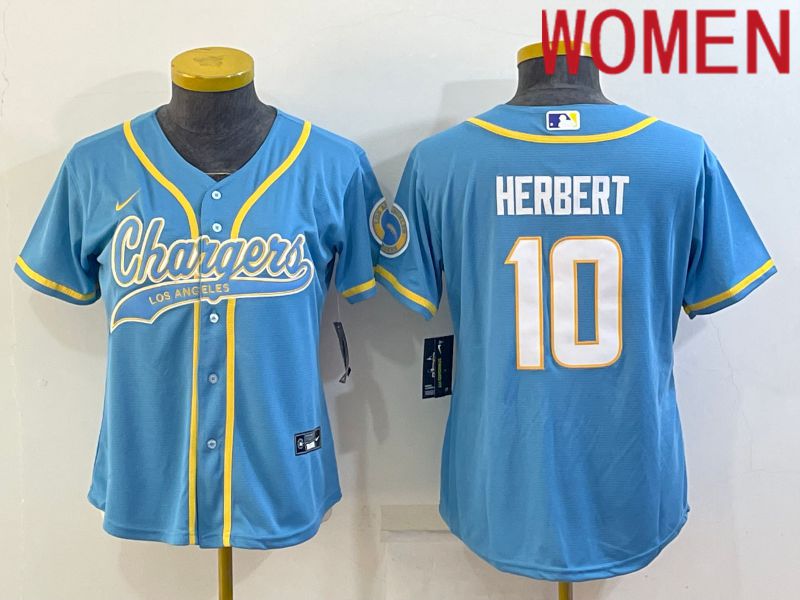 Women Los Angeles Chargers #10 Herbert Light Blue 2022 Nike Co branded NFL Jerseys->washington redskins->NFL Jersey